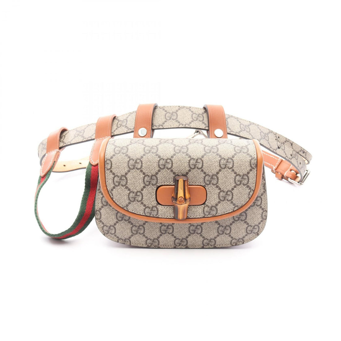Gucci Bamboo 1947 Mini Belt Bag In Gg Supreme Waist Bag Body Bag Beige Brown Pvc Coated Canvas 681137