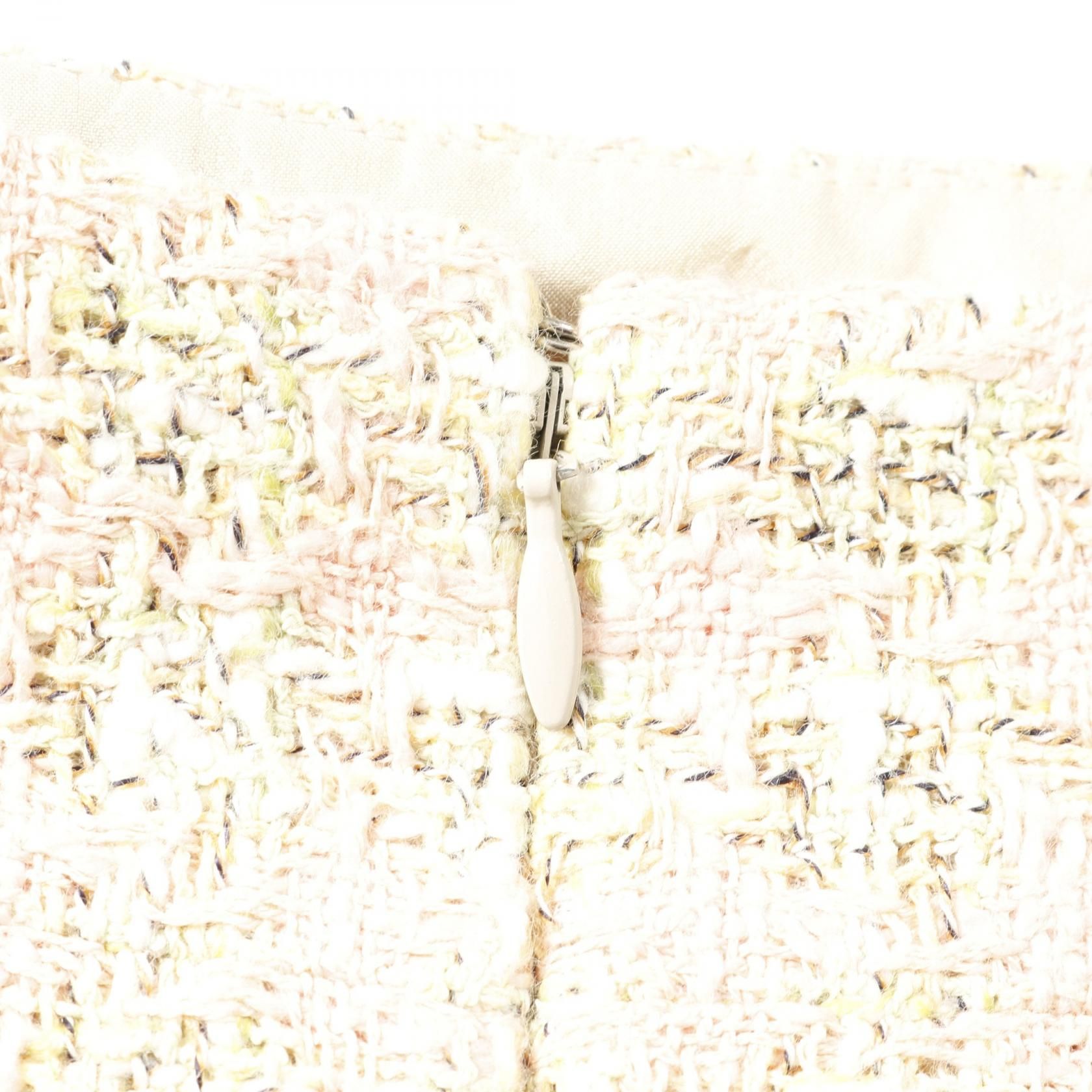 Chanel Pink Multicolor Coco Mark Skirt Cotton Fabric Silk P 25552v 15981