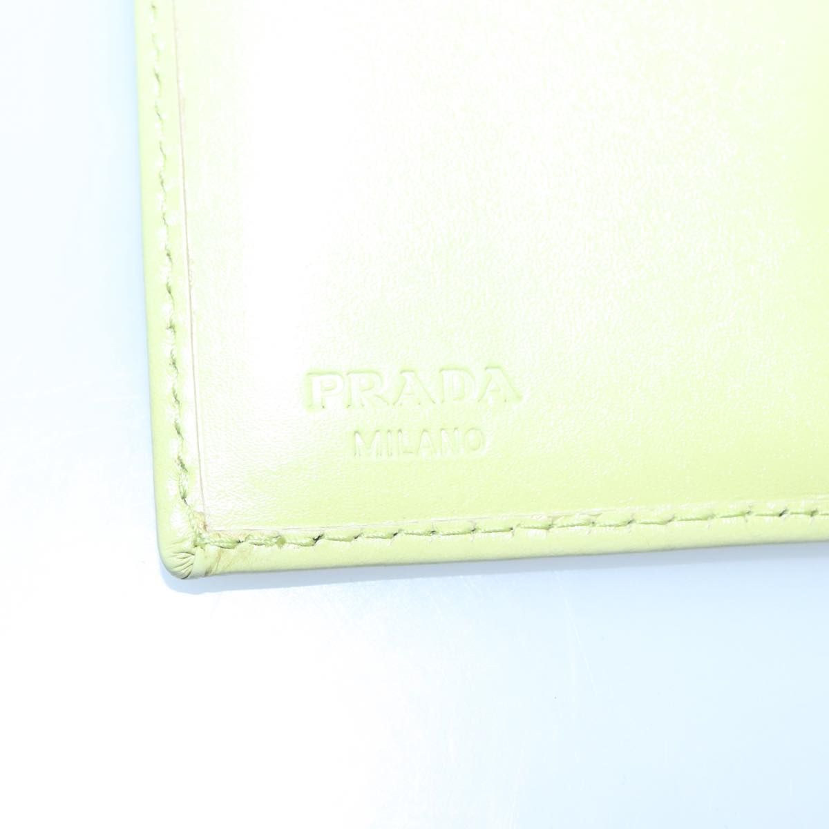 Prada Wallet Leather Green Gold Auth