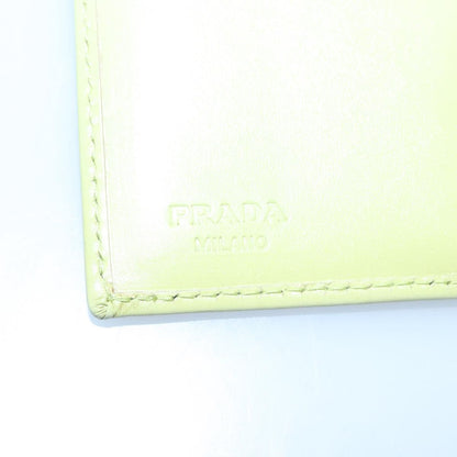 Prada Wallet Leather Green Gold Auth