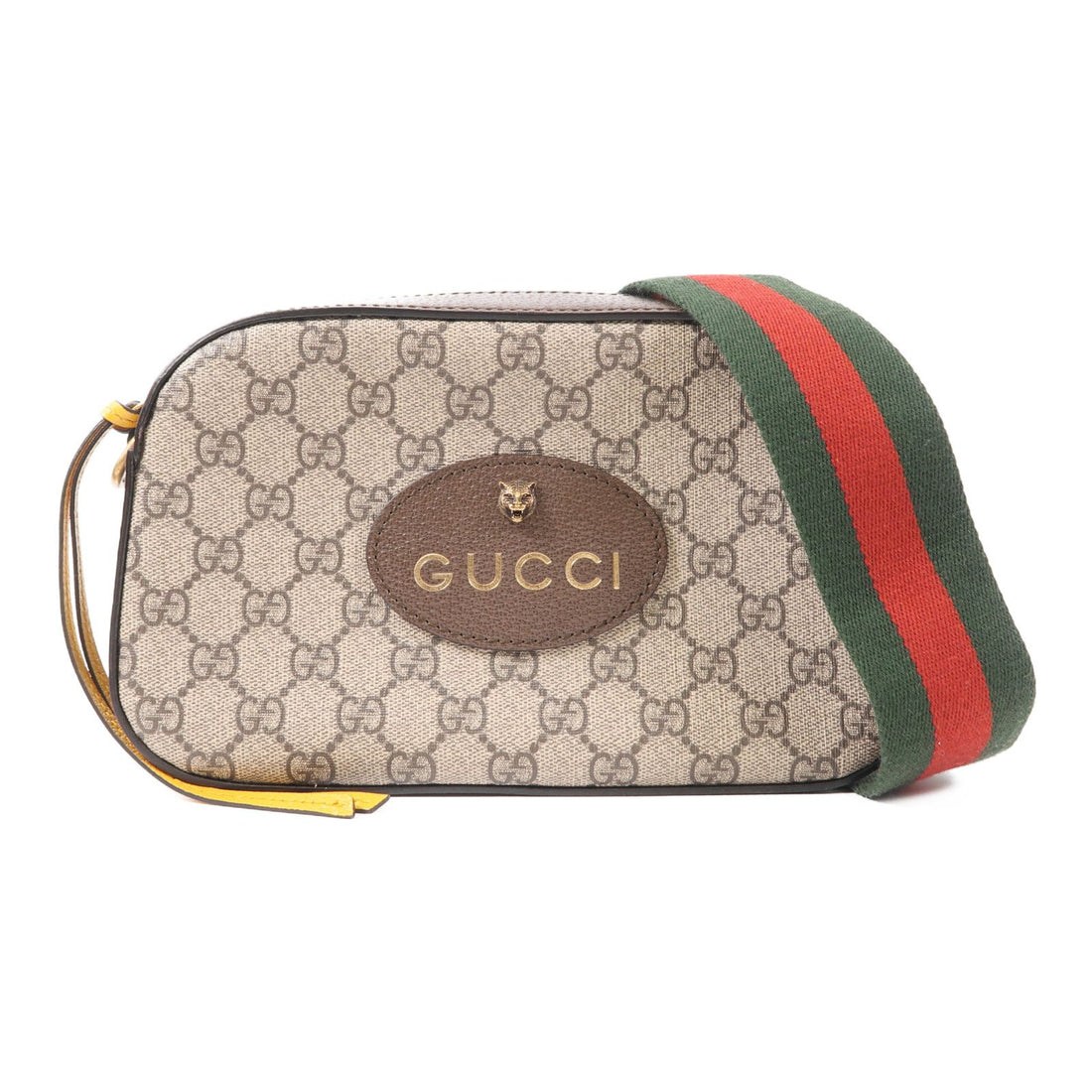 Gucci Painted Canvas Neo Vintage Gg Supreme Golden Shoulder Bag Brown Yellow Pvc Coated Canvas 476466