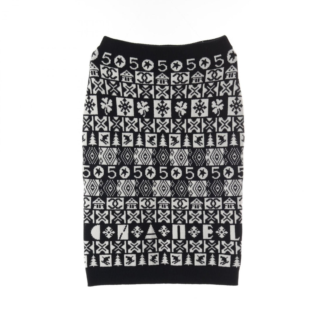 Chanel Coco Neige Skirt P 62261k 47646 Cashmere Black White 36