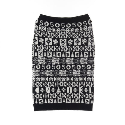 Chanel Coco Neige Skirt P 62261k 47646 Cashmere Black White 36