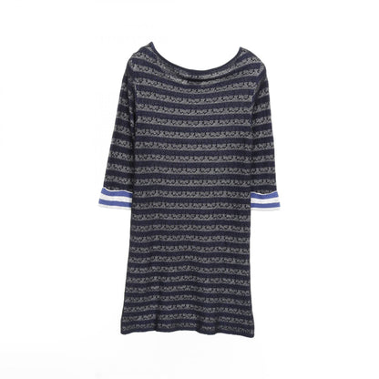 Chanel Black Blue Gray Dress Cotton Rayon Silk P 47670k 06031