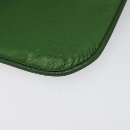 Prada Pouch Nylon Green Gold Auth