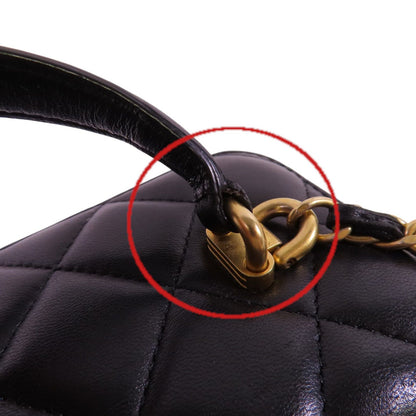 Chanel Black Sheepskin Leather Vanity Case Hand-handed Shoulder Bag 2way Shoulder Bag Lambskin (sheep Leather)