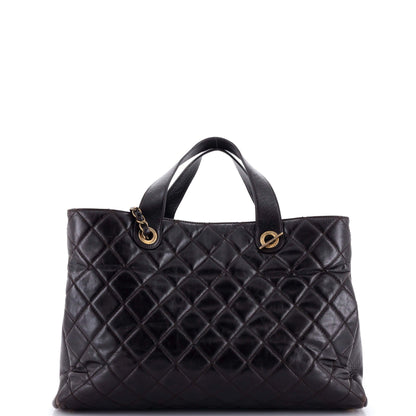 Chanel Urban Mix Tote Quilted Glazed Calfskin And Python Medium