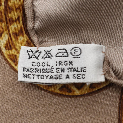 Chanel Brown Gold Multicolor Coco Mark Scarf Silk