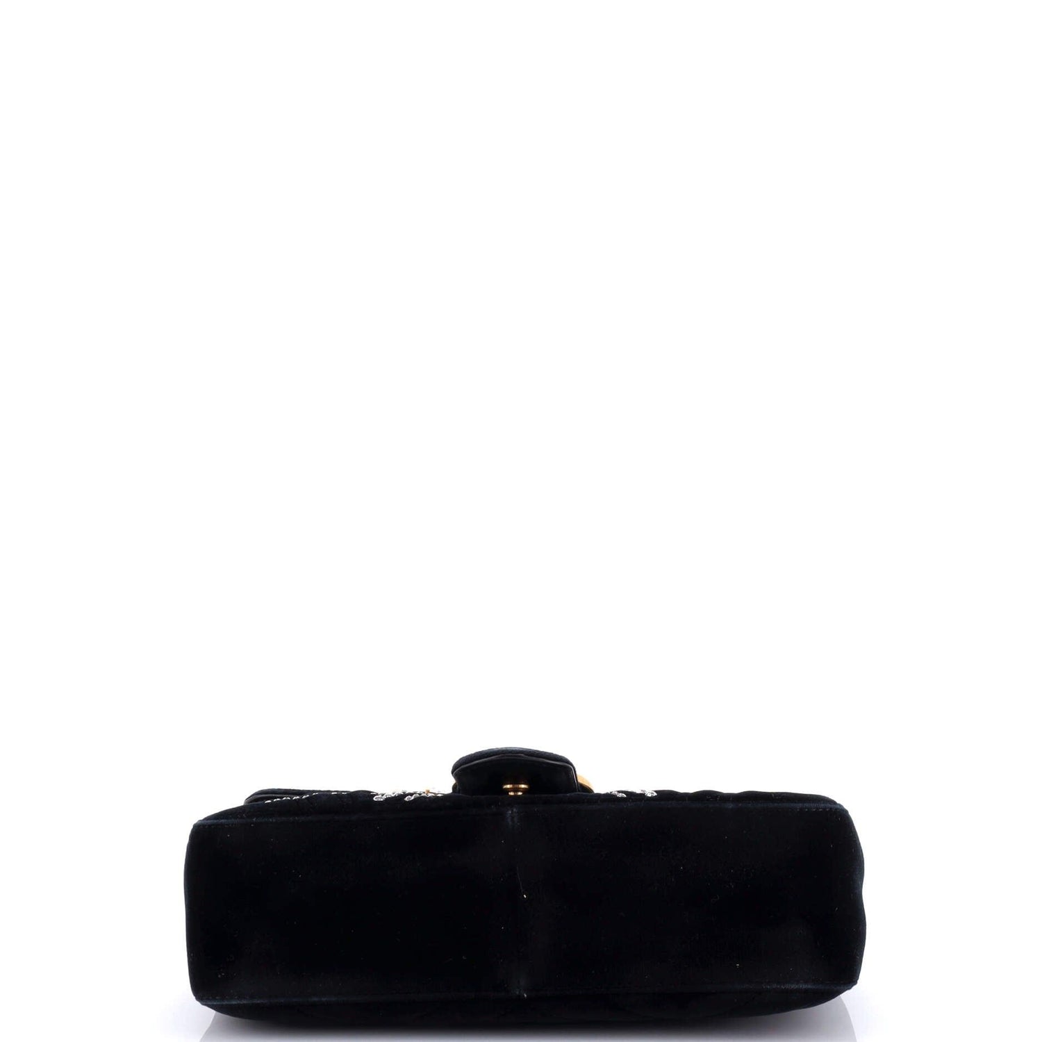 Gucci GG Marmont Flap Bag Crystal Embellished Matelasse Velvet Medium