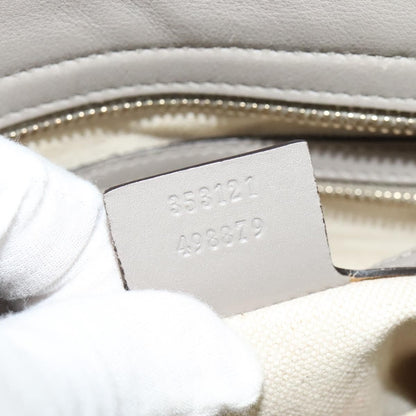 Gucci Gg Canvas Guccissima Hand Bag Leather Gray Gold 353121 Auth