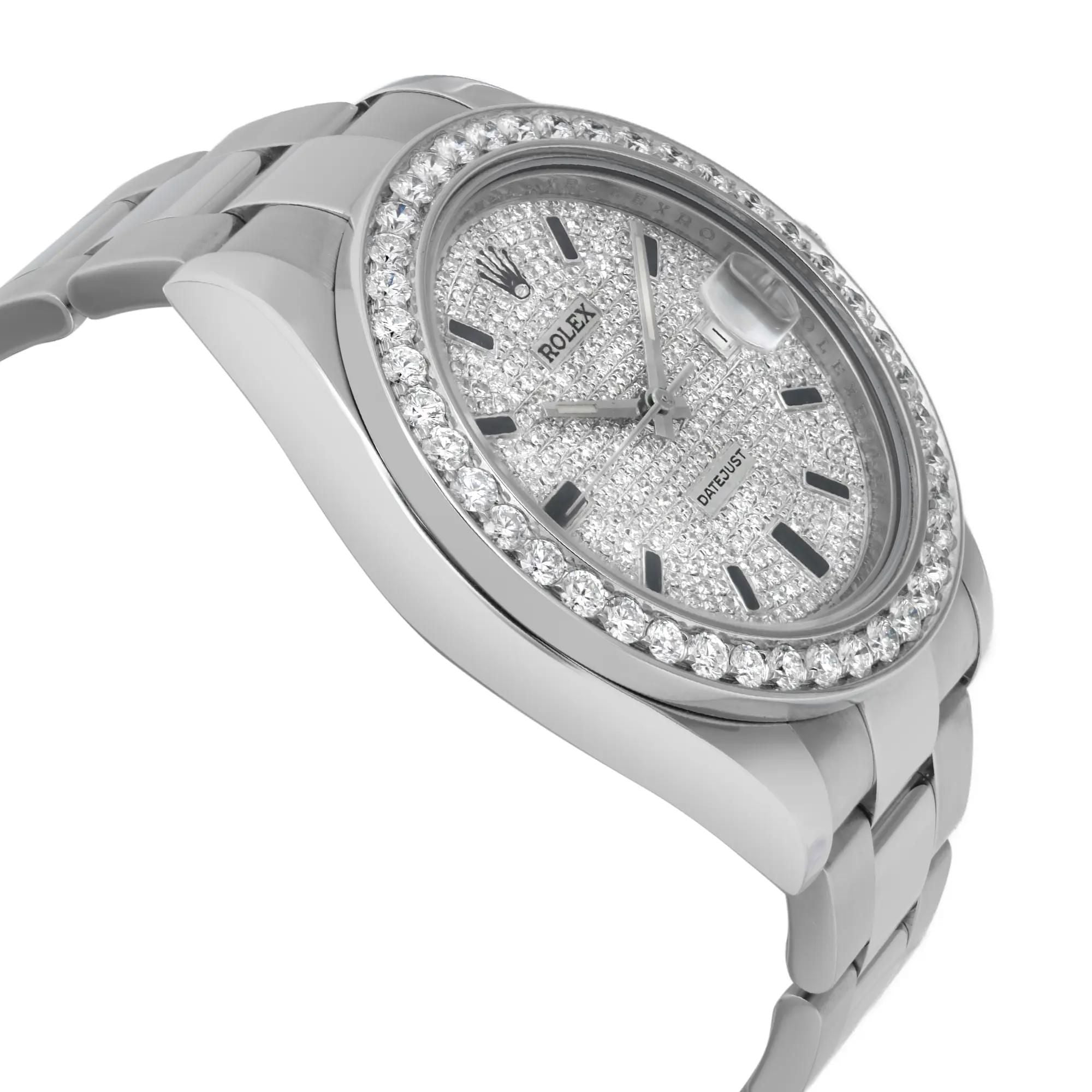 Rolex Datejust 41MM Steel Custom Diamond Dial Automatic Mens Watch 116334