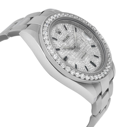 Rolex Datejust 41MM Steel Custom Diamond Dial Automatic Mens Watch 116334
