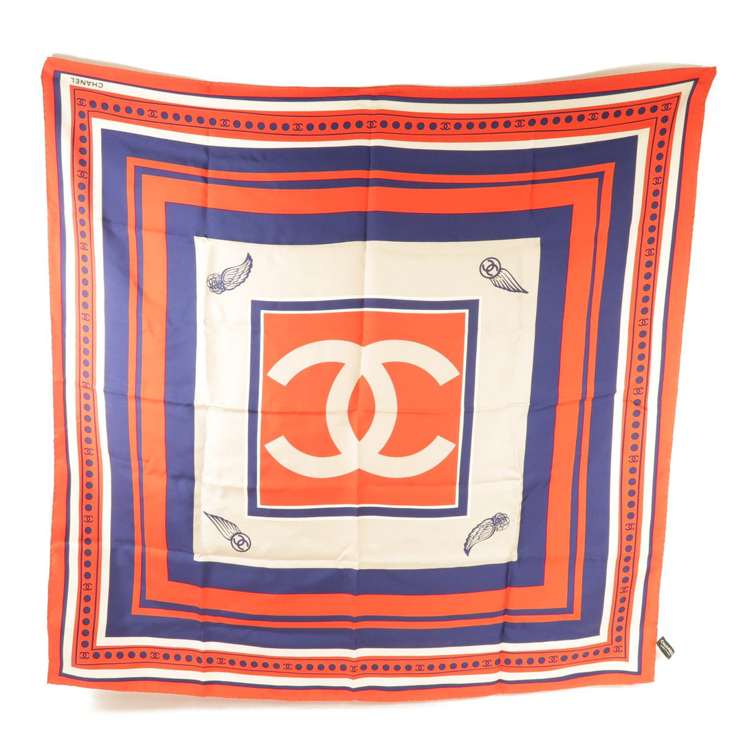 Chanel Red Navy Red/blue _ Quality _ Width Scarf Silk