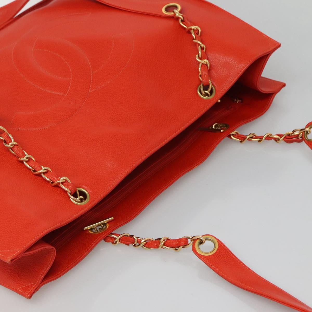 Chanel Caviar Orange Chain Tote