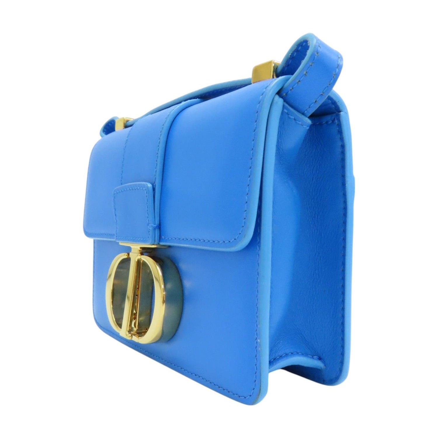 Dior 30 Montaigne Shoulder Bag Calfskin Blue Gold Metal