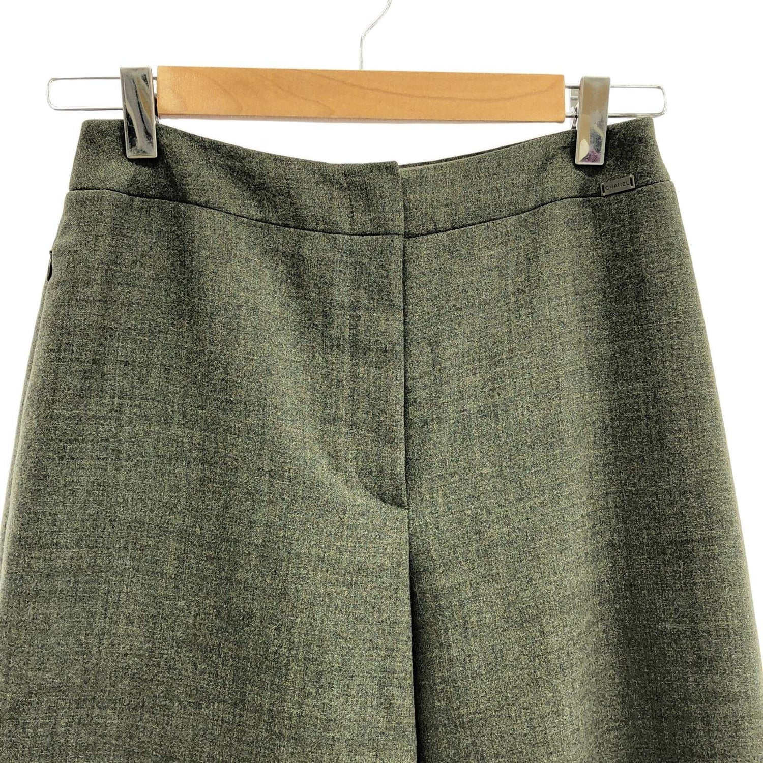 Chanel Green Pants Wool P 13903v 07978