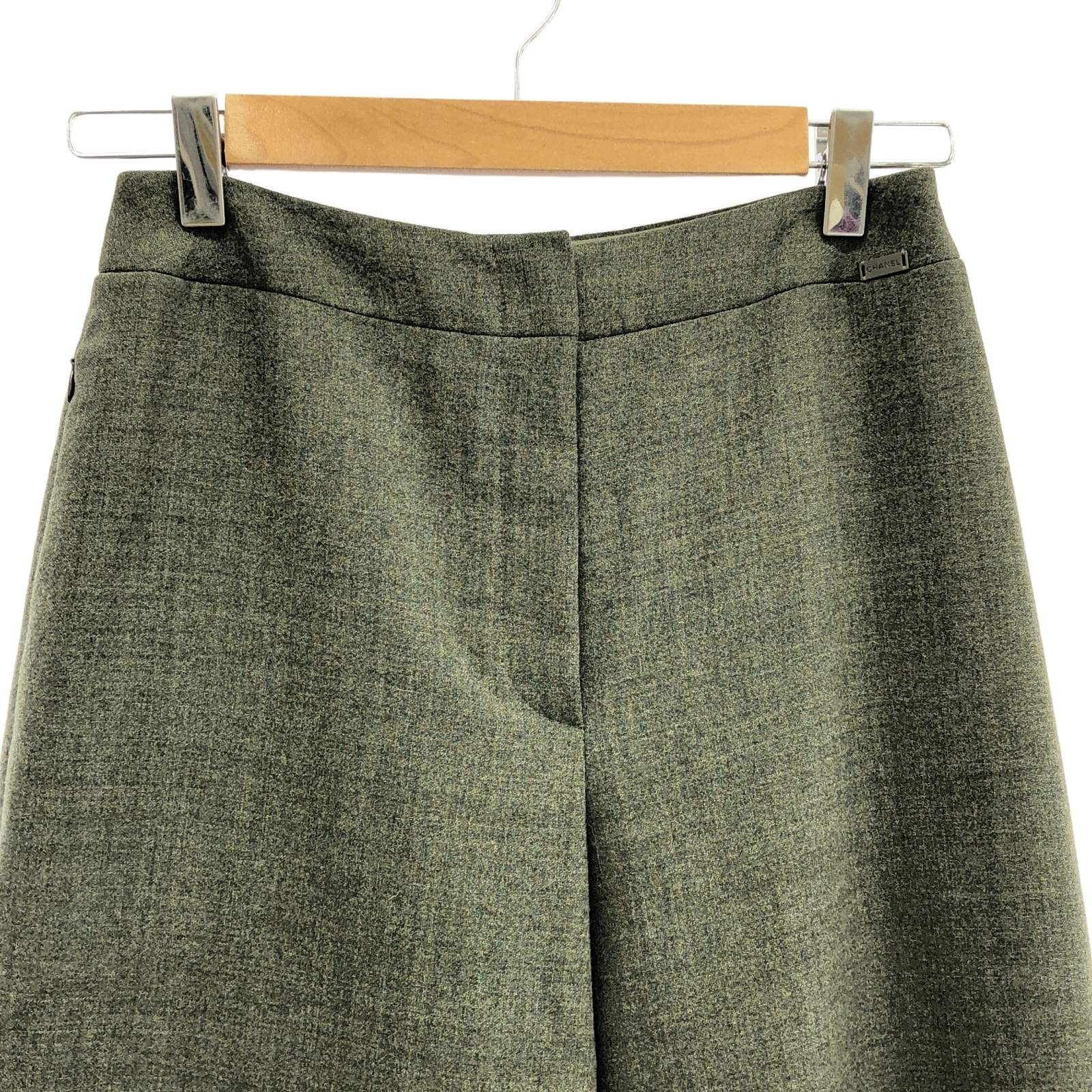 Chanel Green Pants Wool P 13903v 07978