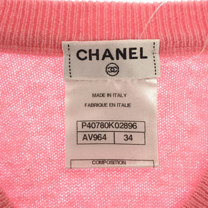 Chanel V-neck Sweater Knitwear P 40780k 02896 Cashmere Pink 
