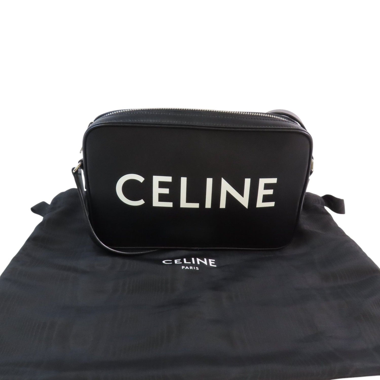 Celine Cowhide Leather Shoulder Bag Silver Shoulder Bag Black Calfskin (cowhide) F-cu-3201