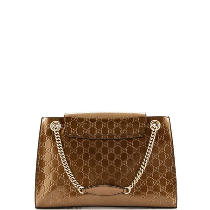 Gucci Emily Chain Flap Shoulder Bag Guccissima Patent Large