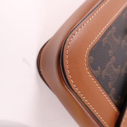 Celine Canvas Classique Triomphe Bag Gold Shoulder Bag Brown