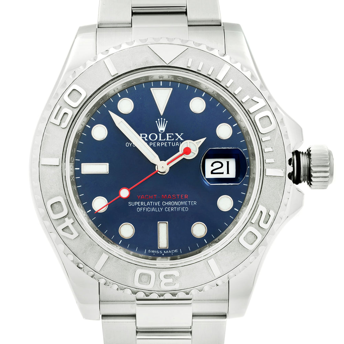 Rolex Yacht-master 40mm Platinum Steel Blue Dial Automatic Mens Watch 116622