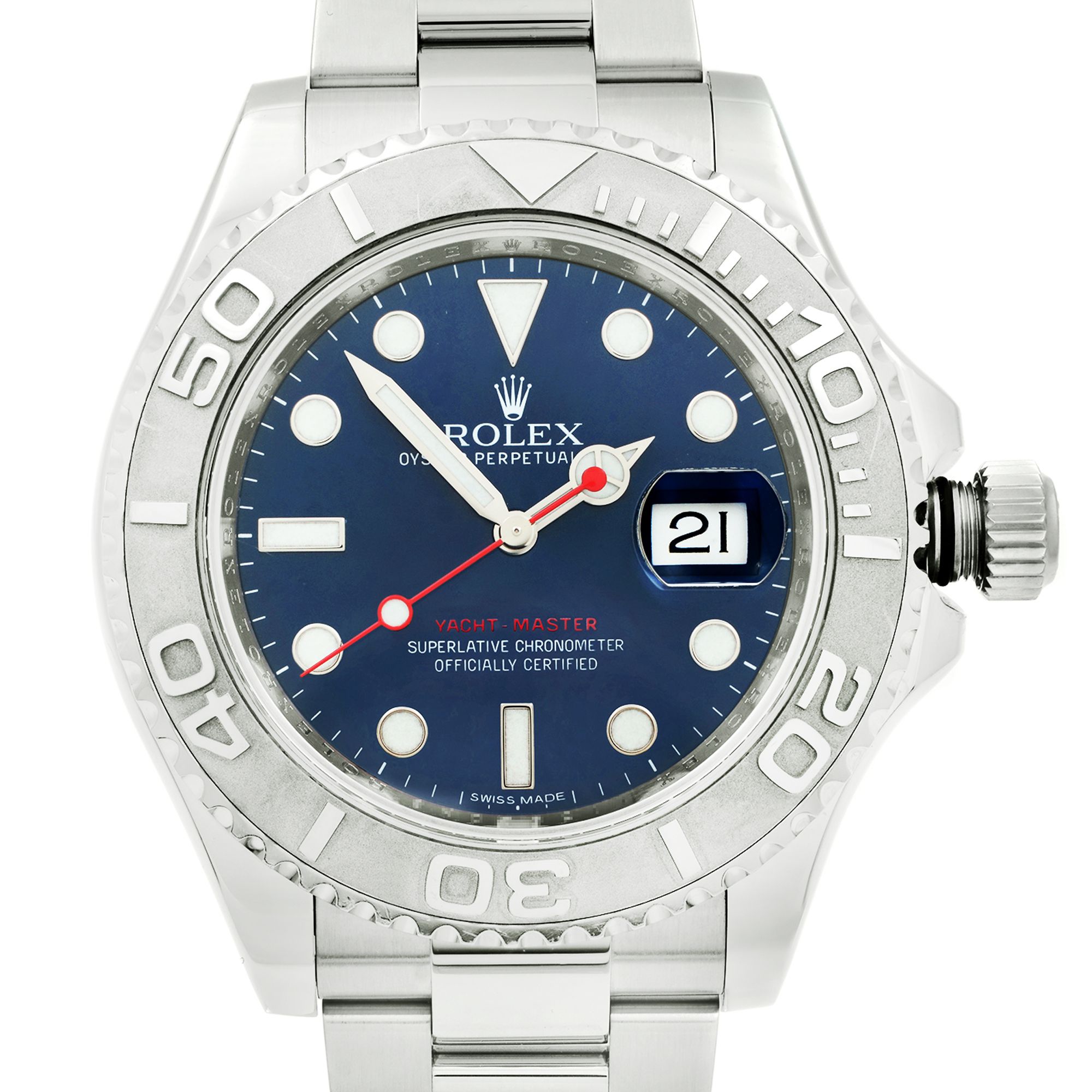 Rolex Yacht-master 40mm Platinum Steel Blue Dial Automatic Mens Watch 116622