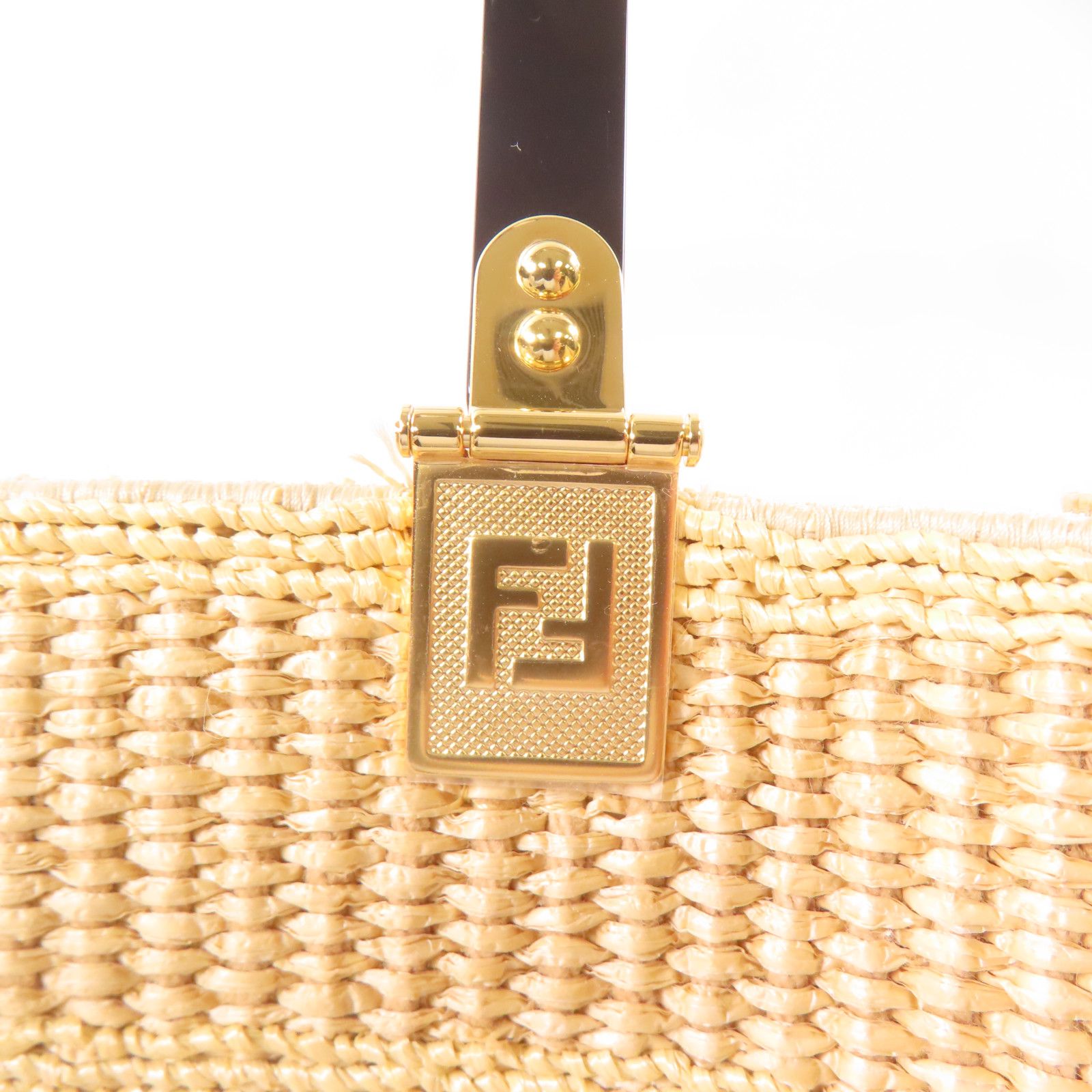 Fendi Woven Straw Sunshine Medium Tote Hand-sewn Shoulder Bag Light Brown 2way Shoulder Bag Beige Other Woven St
