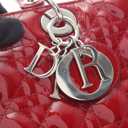 Christian Dior Christian Dior Large Cannage Handbag Red Patent Leather