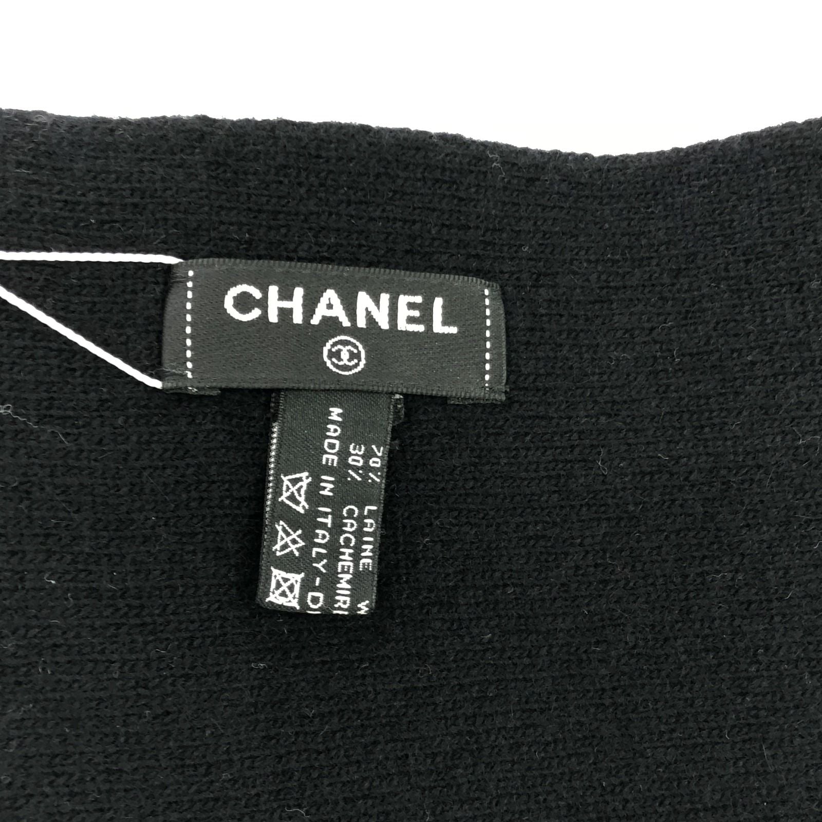 Chanel Black Logo Scarf Scarf Wool