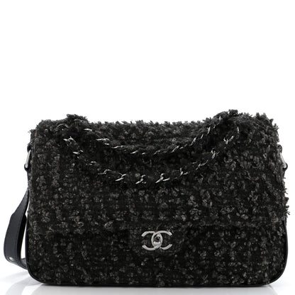 Chanel CC Lock Flap Messenger Bag Tweed Medium