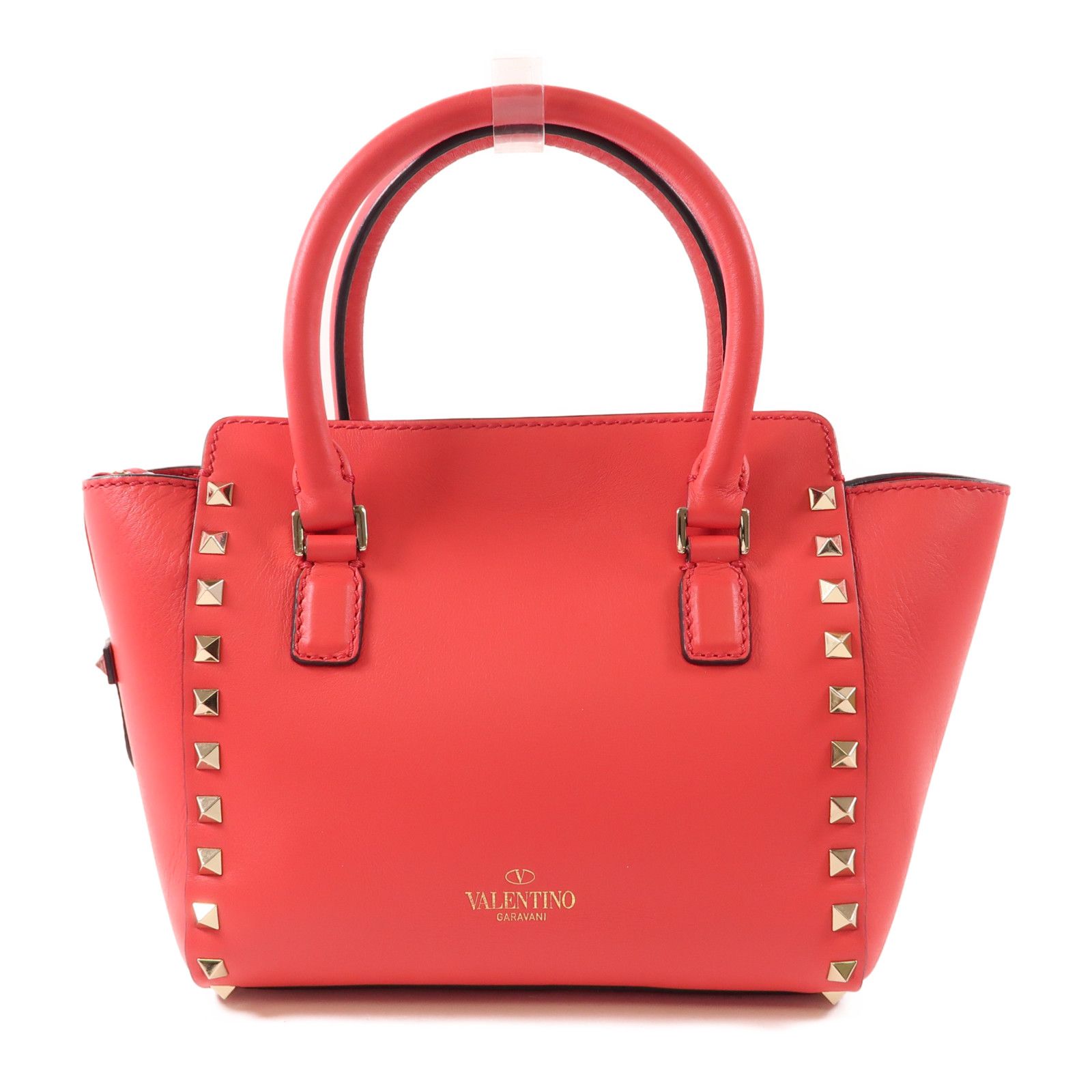 Valentino Cowhide Leather 2Way Shoulder Bag Golden Hand-handed Shoulder And Back Bag 2way Shoulder Bag Red Calfski