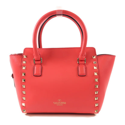 Valentino Cowhide Leather 2Way Shoulder Bag Golden Hand-handed Shoulder And Back Bag 2way Shoulder Bag Red Calfski