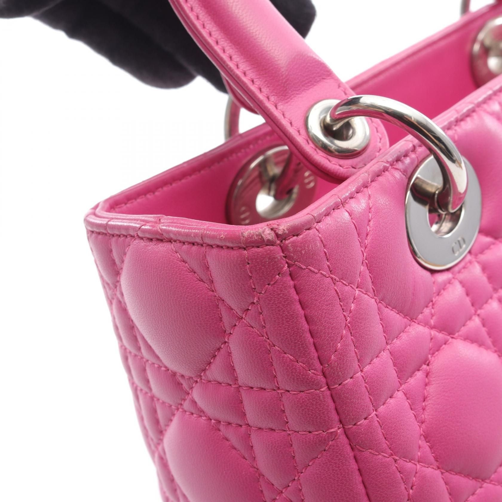 Dior Lady Dior Christian Dior Cannage Handbag Pink Leather