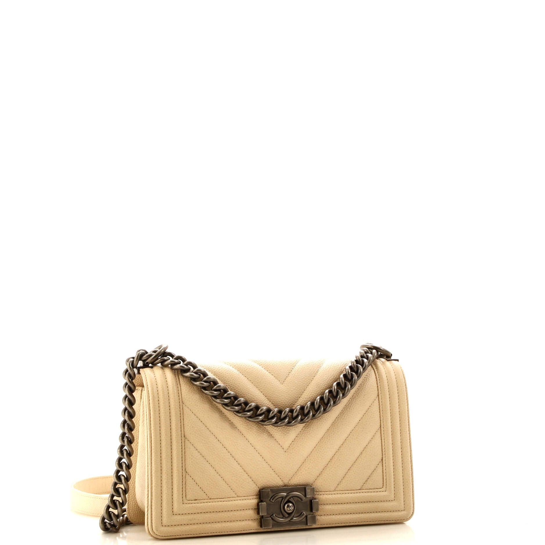 Chanel Boy Flap Bag Quilted Caviar Old Medium