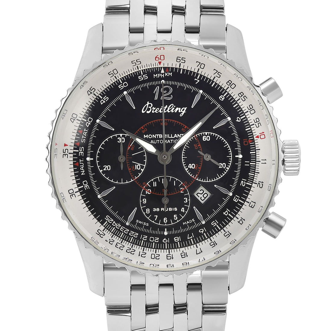 Breitling Navitimer Montbrilliant 38mm Steel Black Dial Mens Watch A41330