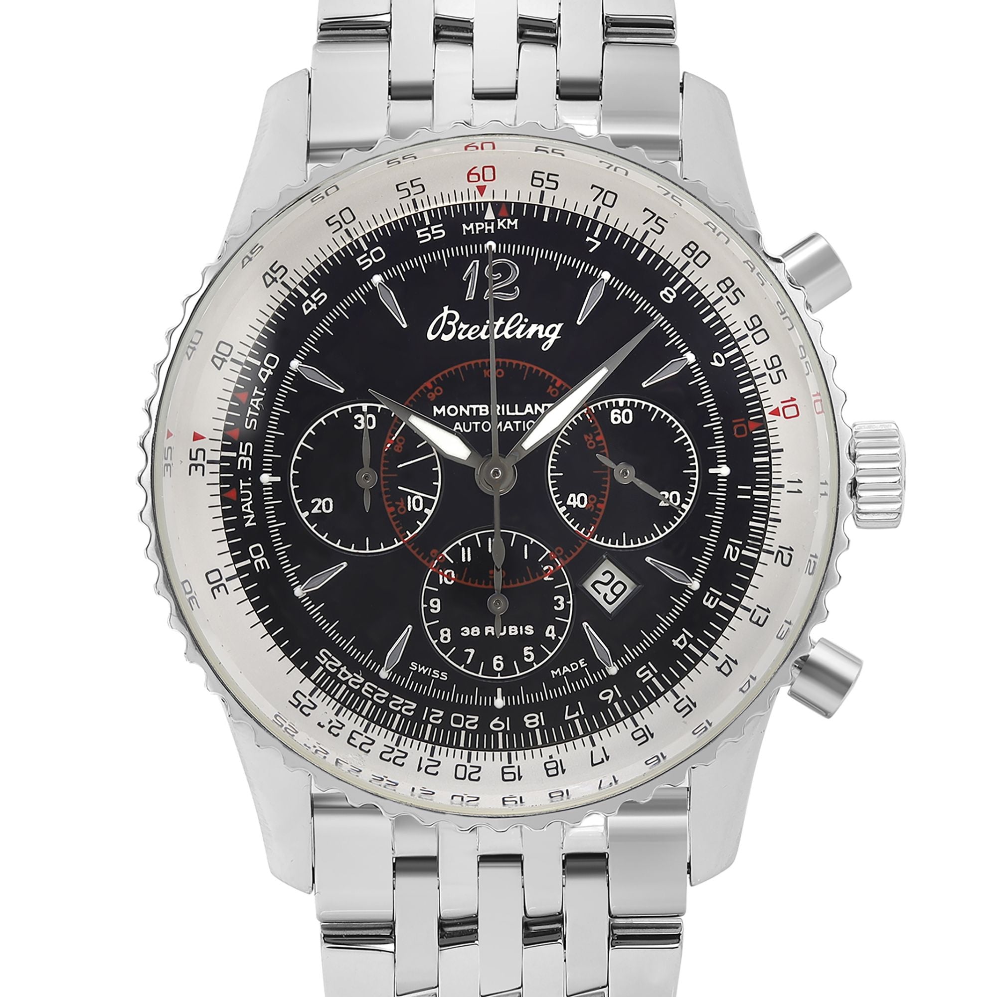 Breitling Navitimer Montbrilliant 38mm Steel Black Dial Mens Watch A41330