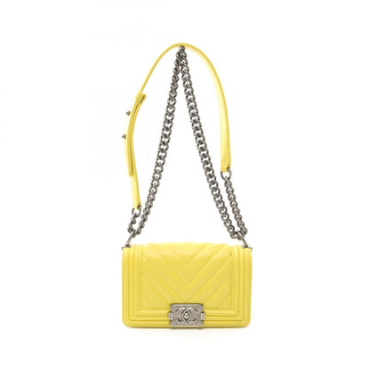 Chanel Yellow Boy Small Chevron V Stitch Shoulder Bag Lambskin (sheep Leather) A 67085