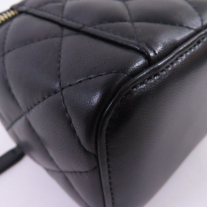 Chanel Black Sheepskin Leather Mini Vanity Case Shoulder Bag Lambskin (sheep Leather)