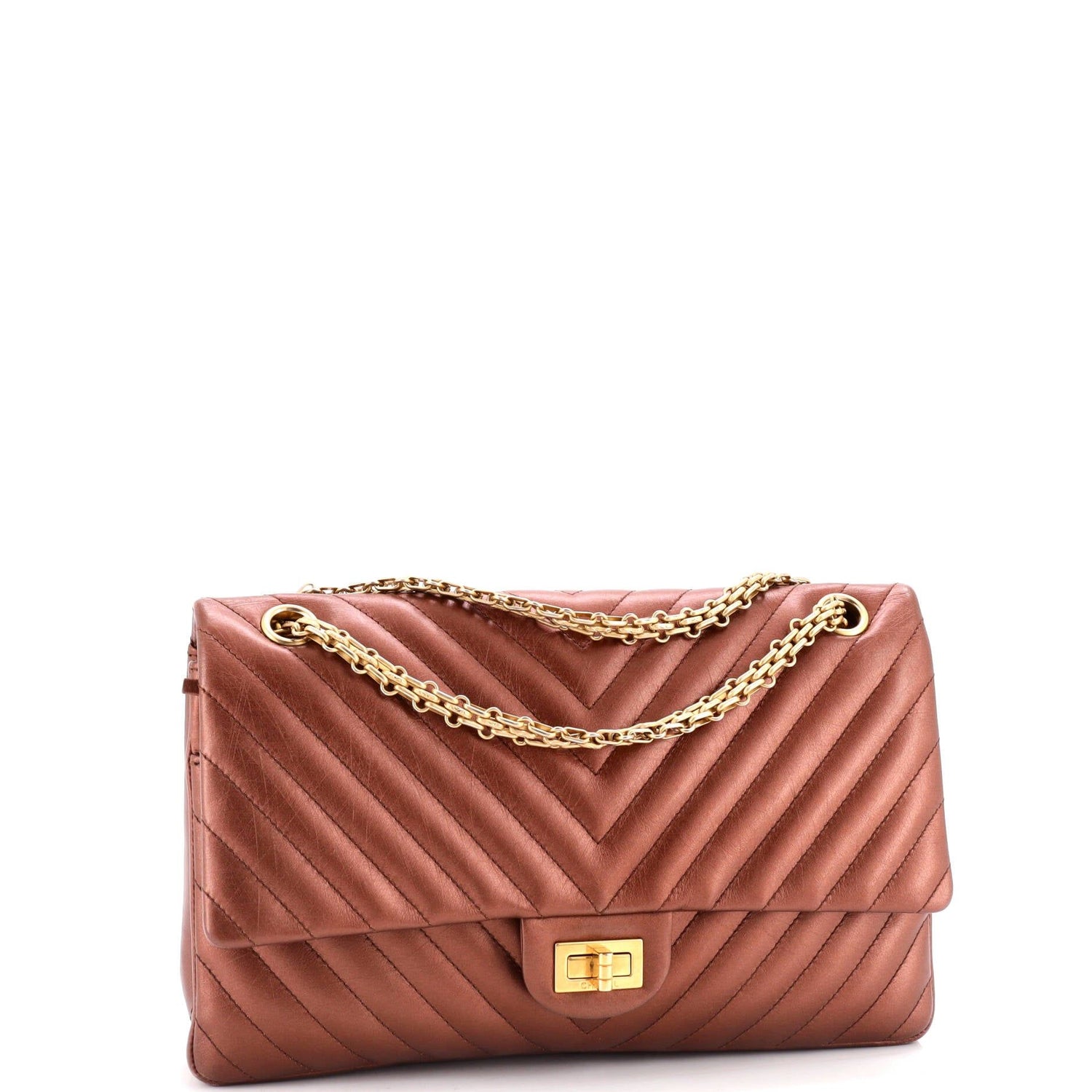 Chanel Reissue 2.55 Flap Bag Chevron Metallic Aged Calfskin 226