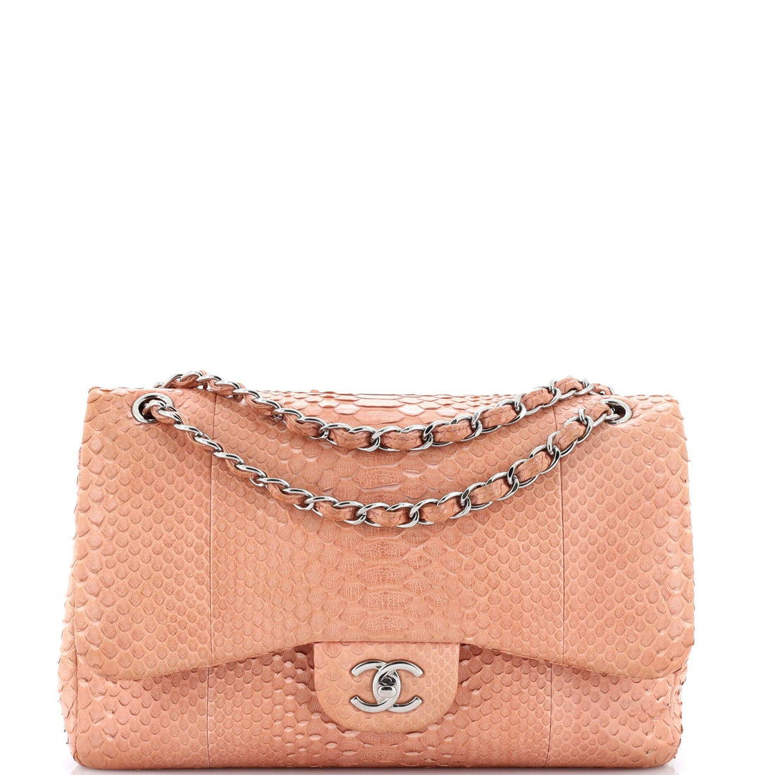 Chanel Classic Double Flap Bag Matte Python Jumbo