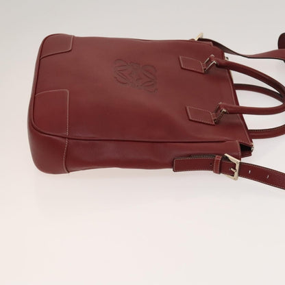 Loewe Anagram Hand Bag Leather 2way Red Silver Auth