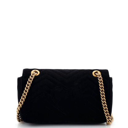 Gucci GG Marmont Flap Bag Crystal Embellished Matelasse Velvet Medium