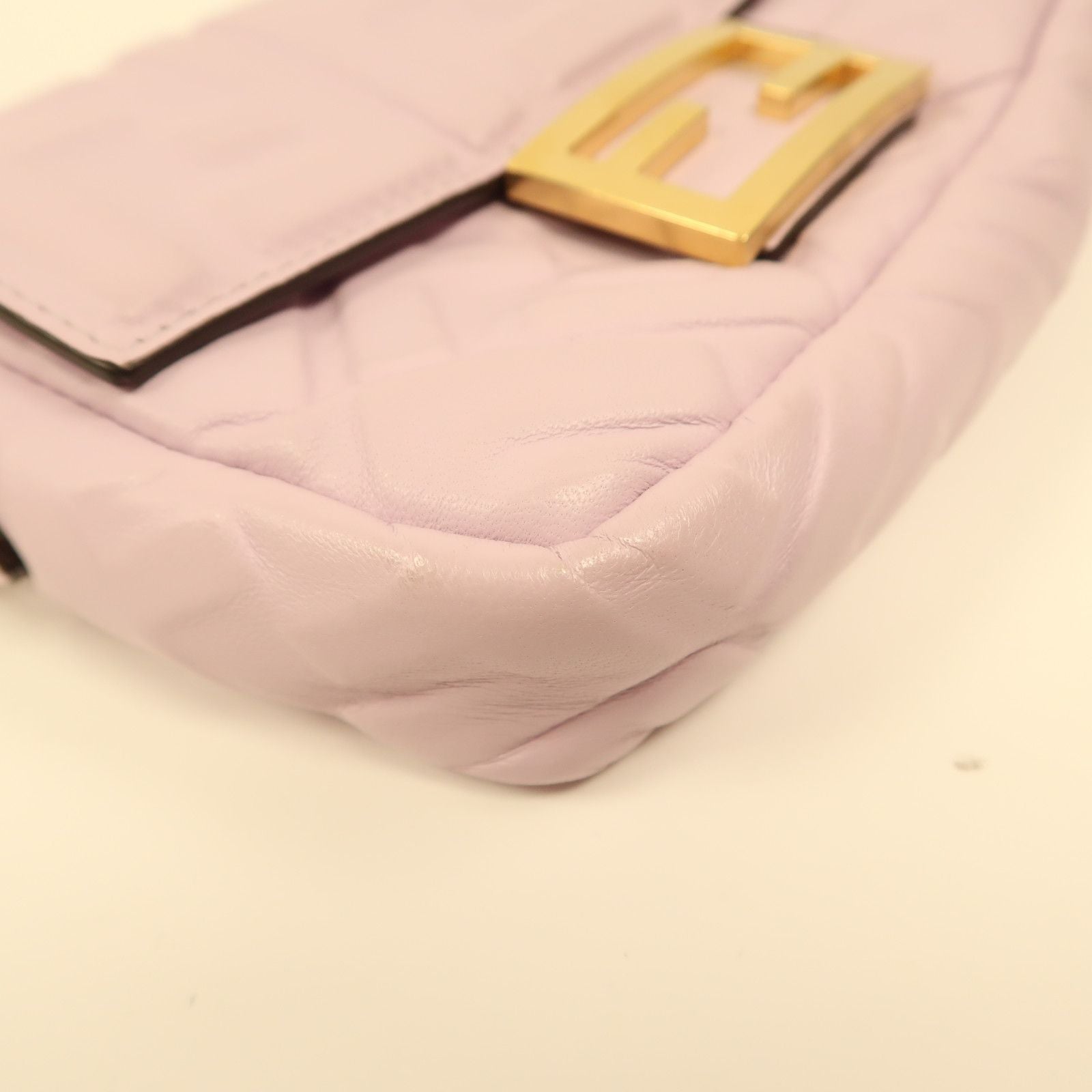 Fendi Sheepskin Leather Baguette Mini Golden Hand-turned Shoulder And Back Bag Purple 2way Shoulder Bag Purple Black La