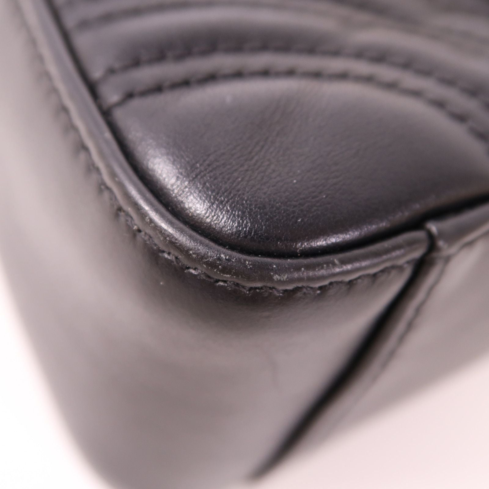 Gucci Sheepskin Leather Gg Marmont Hand-turned Shoulder And Back Bag 2way Shoulder Bag Black Lambskin (sheep Leat