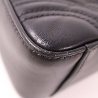 Gucci Sheepskin Leather Gg Marmont Hand-turned Shoulder And Back Bag 2way Shoulder Bag Black Lambskin (sheep Leat