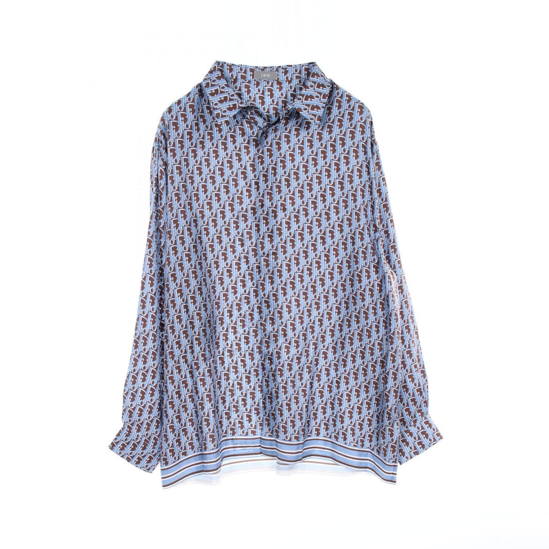 Dior Oblique Tops Brown Blue Silk