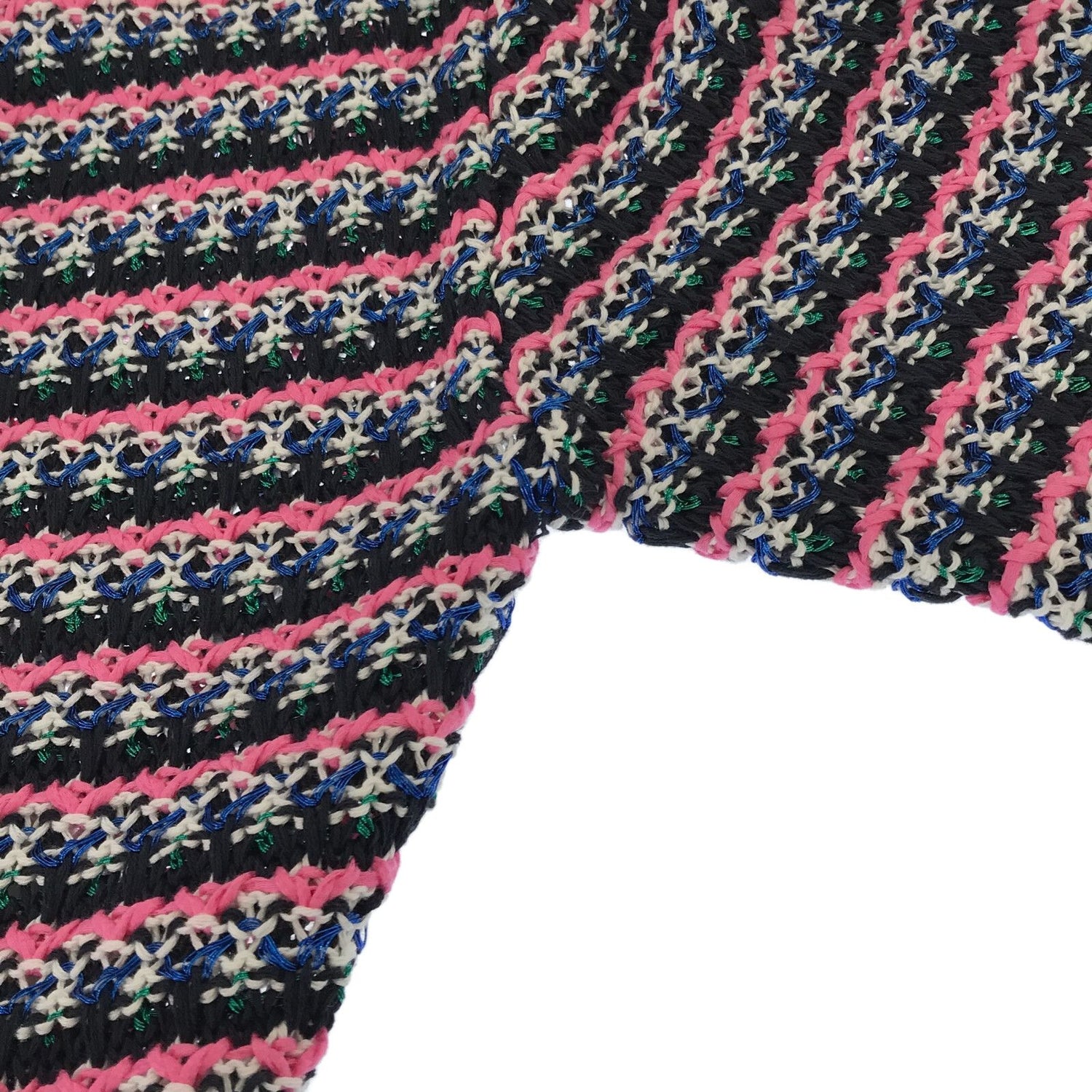 Chanel Short Sleeve Tweed Sweater Cotton Pink 36