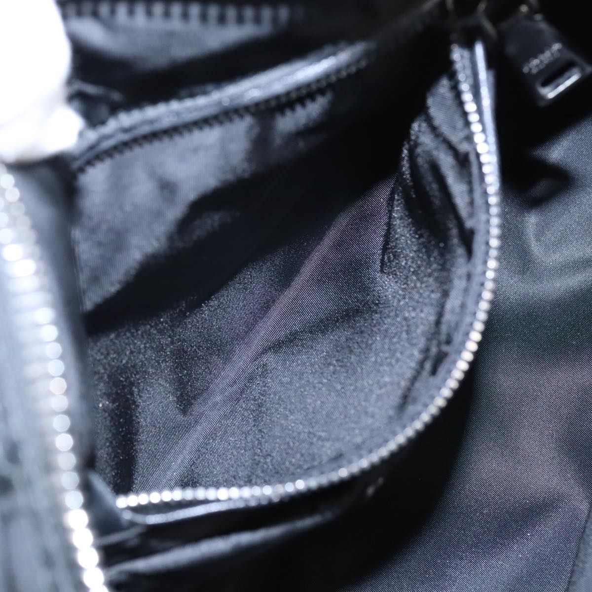 Prada Hand Bag Nylon Navy Silver Auth