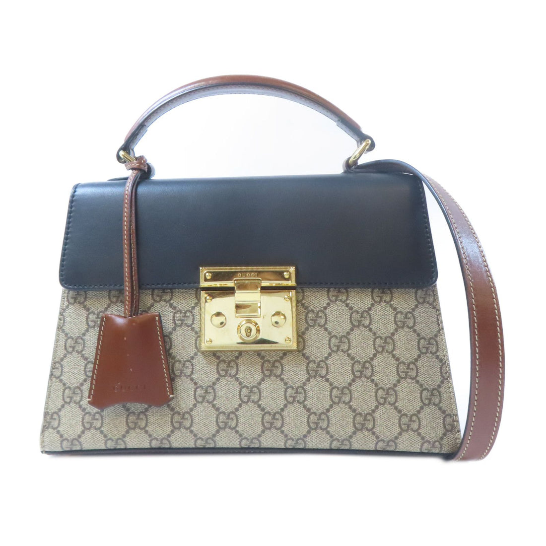 Gucci Painted Canvas/leather Crossbody Bag Gold Hand-handed Bag For Shoulders And Backs Color/b